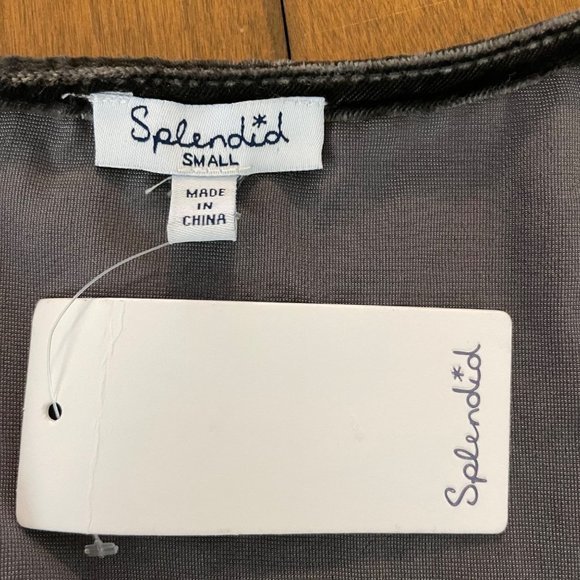 Splendid Women's‎ New Black V Neck Velvet Short Sleeve Blouse Top Shirt Sz S - Picture 8 of 12